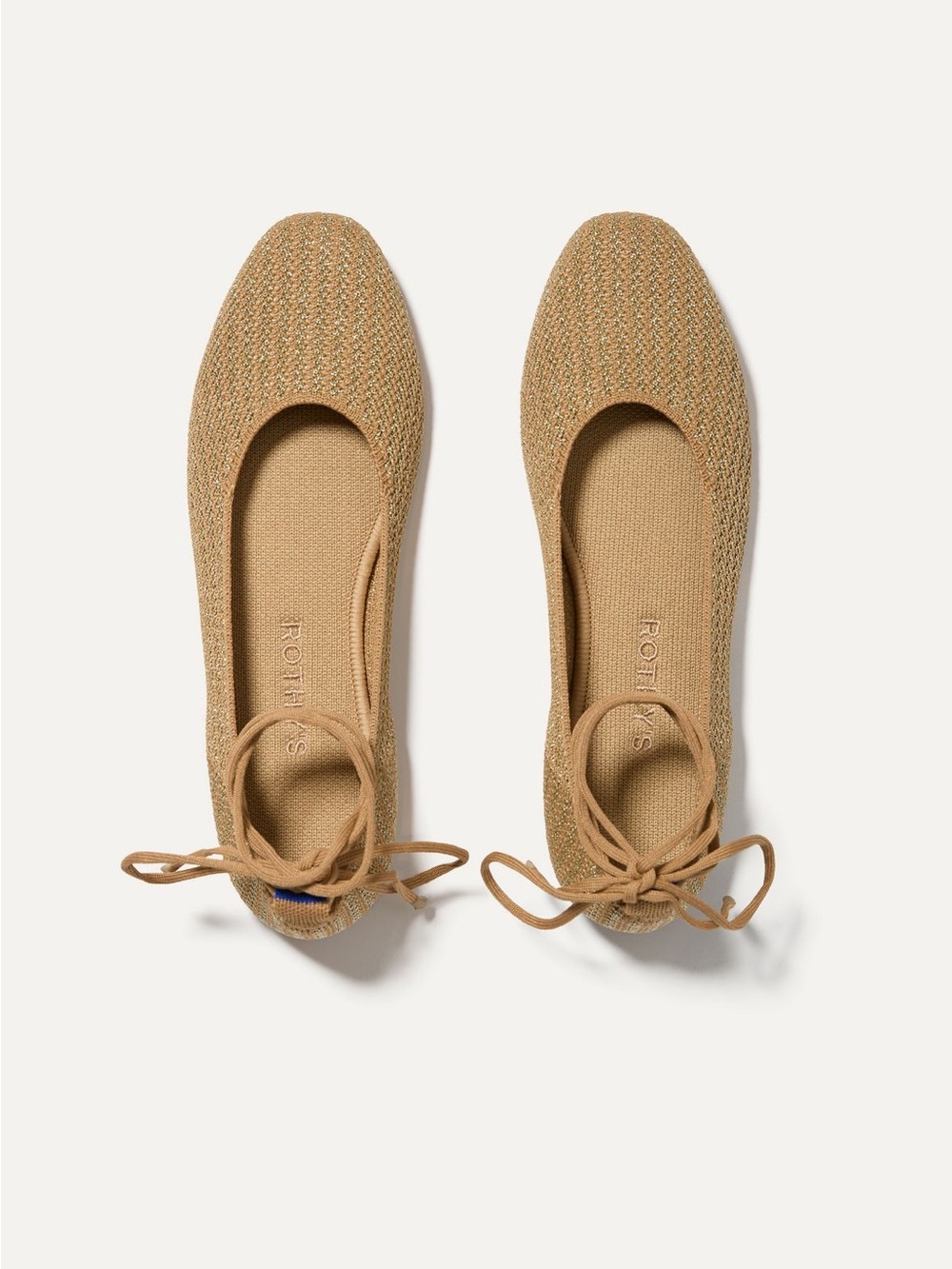 Rothy's Tan Knit Ankle-Tie Ballet Flat - Picture 2 of 5